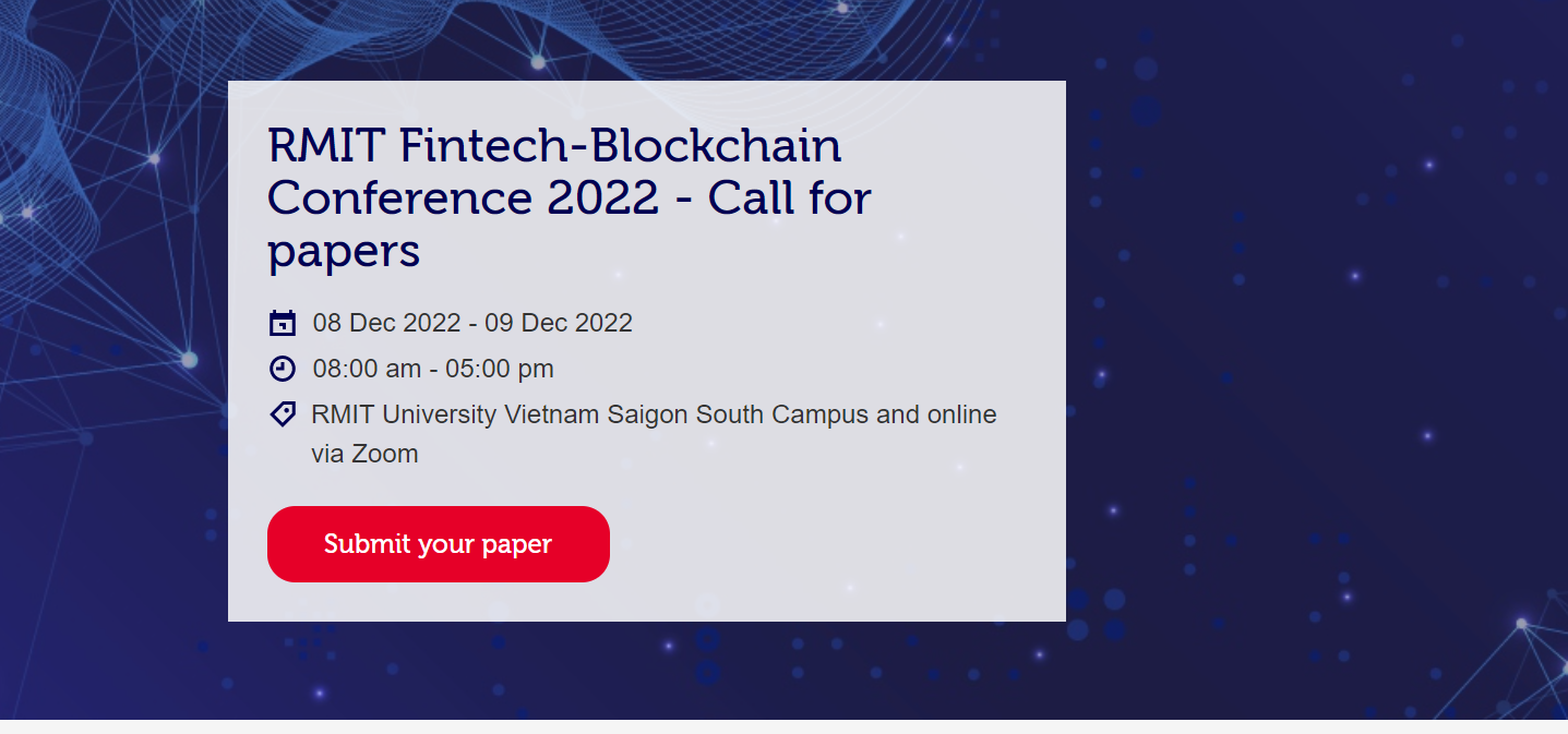 RMIT Fintech-Blockchain Conference 2022 - Registrations OPEN